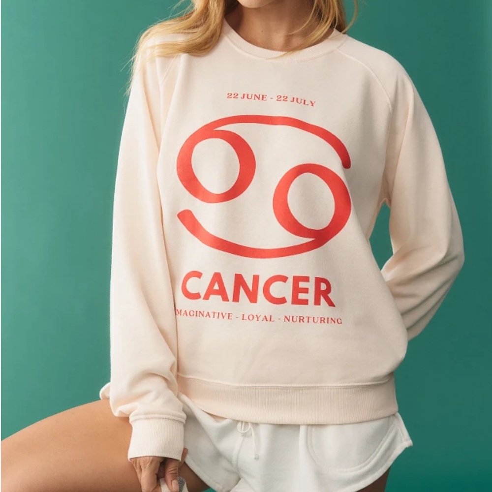 Anthropologie The Zodiac Sweatshirt by Catherine O'Sullivan Cancer Sign NWOT